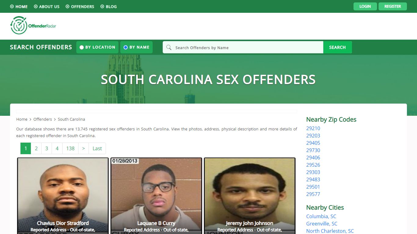 South Carolina Sex Offenders Registry and database at Offender Radar